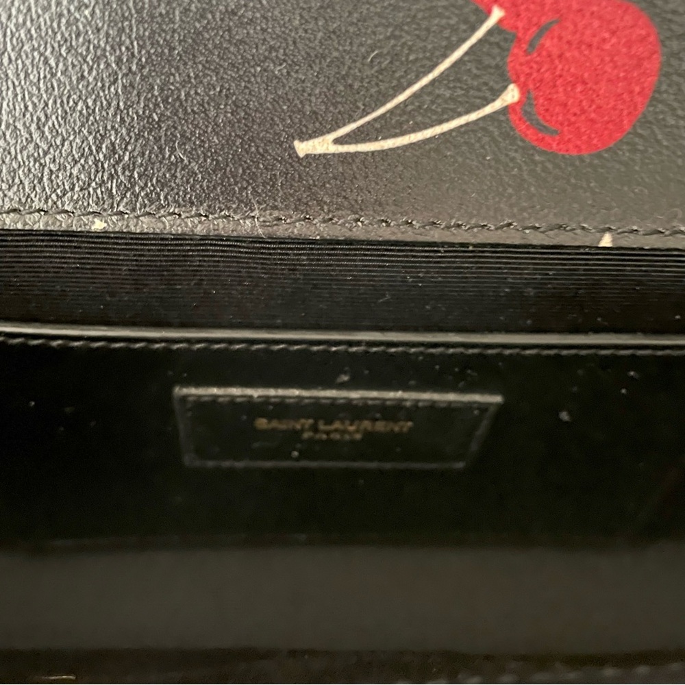 Yves Saint Laurent Black Clutch with Red Cherry Design - Picture 6 of 8